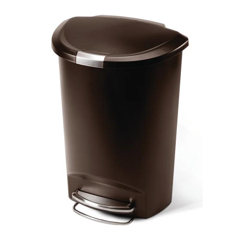 Simplehuman 50 Liter / 13 Gallon Semi-Round Kitchen Step Trash Can with Secure Slide Lock, Plastic