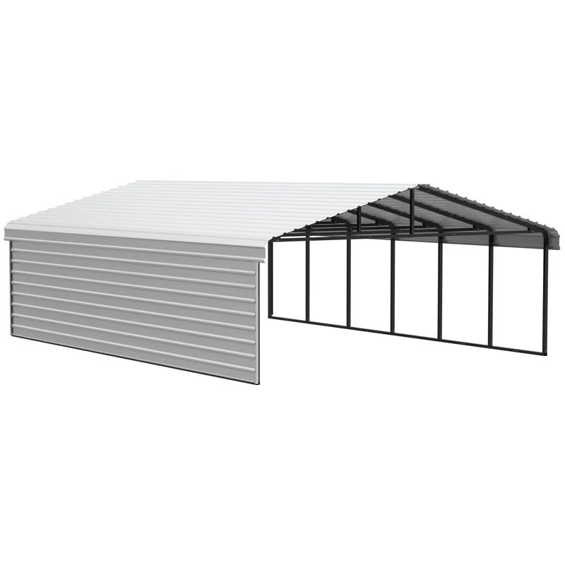 Arrow 29 x 20 ft Eggshell Carport with 1-sided Enclosure