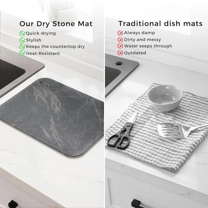 ColourTree Dish Drying Mat Super Absorbent Hide Stain Dish Drying Pad with Non-slip Rubber Backed