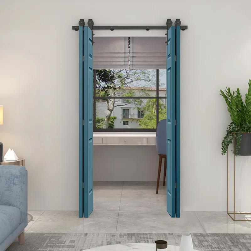 Calhome Paneled MDF Composite Double Bifold Barn Doors with Installation Hardware Kit