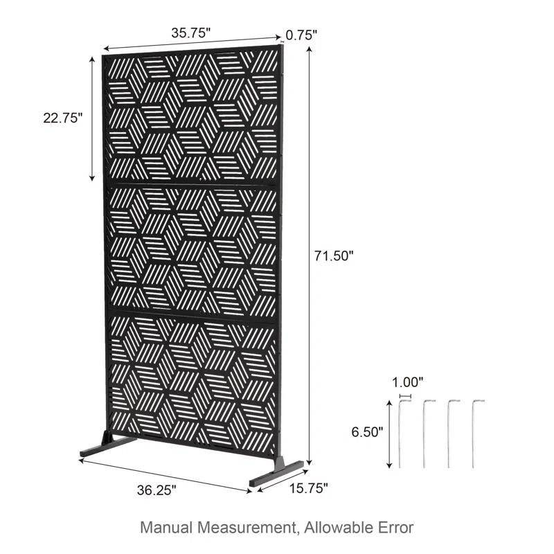 Glitzhome Geometric Privacy Screen Fence Panel Room Divider with Riser Feet