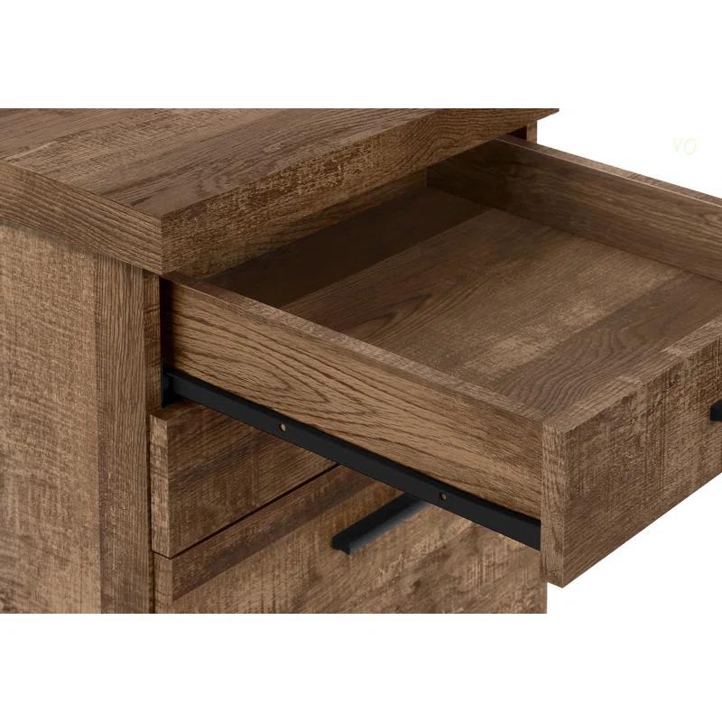 Millwood Pines File Cabinet, Rolling Mobile, Storage Drawers, Printer Stand, Office, Work, Brown Laminate, Contemporary, Modern