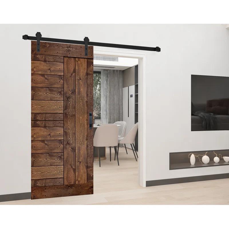 IsLife L Series Paneled Solid Wood Sliding Barn Door with Installation Hardware Kit -Assembly Needed
