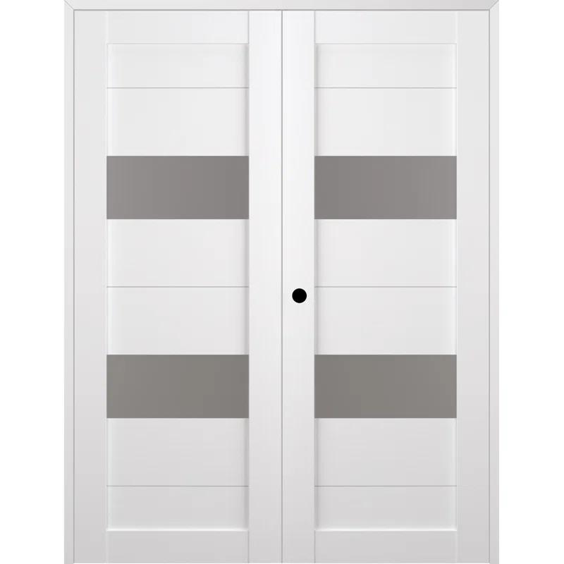 Belldinni Berta Solid Manufactured Wood and Glass Paneled Prefinished Standard Double Door