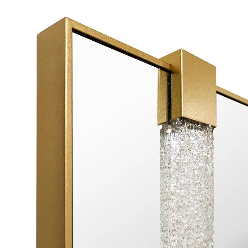 Empire Art Direct "Gleaming Horizon Wall Mirror" 40"x80" with Textured Acrylic Embellished, on Gold Iron Frame