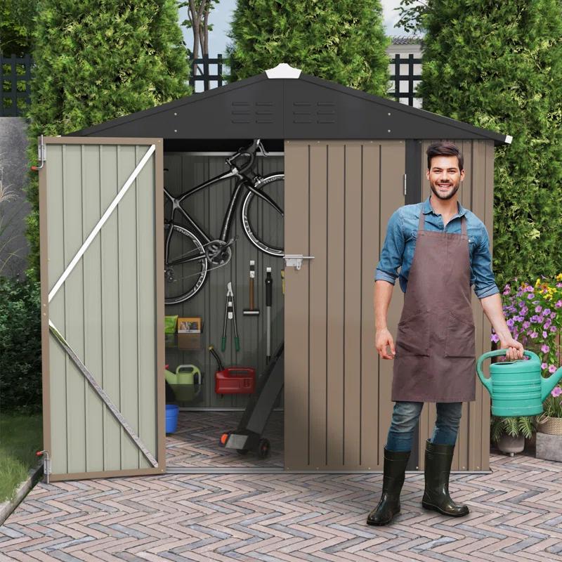 Devoko 8 ft. W x 6 ft. D Metal Storage Shed