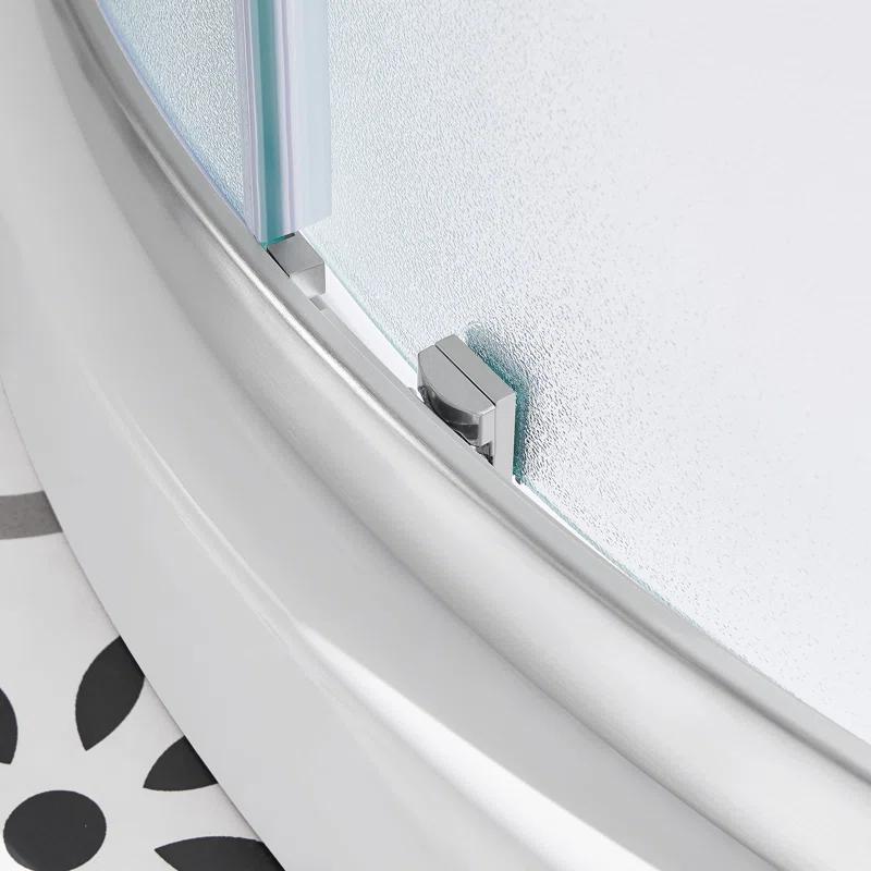 Ove Decors 15SKA-BREF34-SATAC OVE Decors Breeze 35 in. Round Shower Kit w/ Frosted, Base, Wall