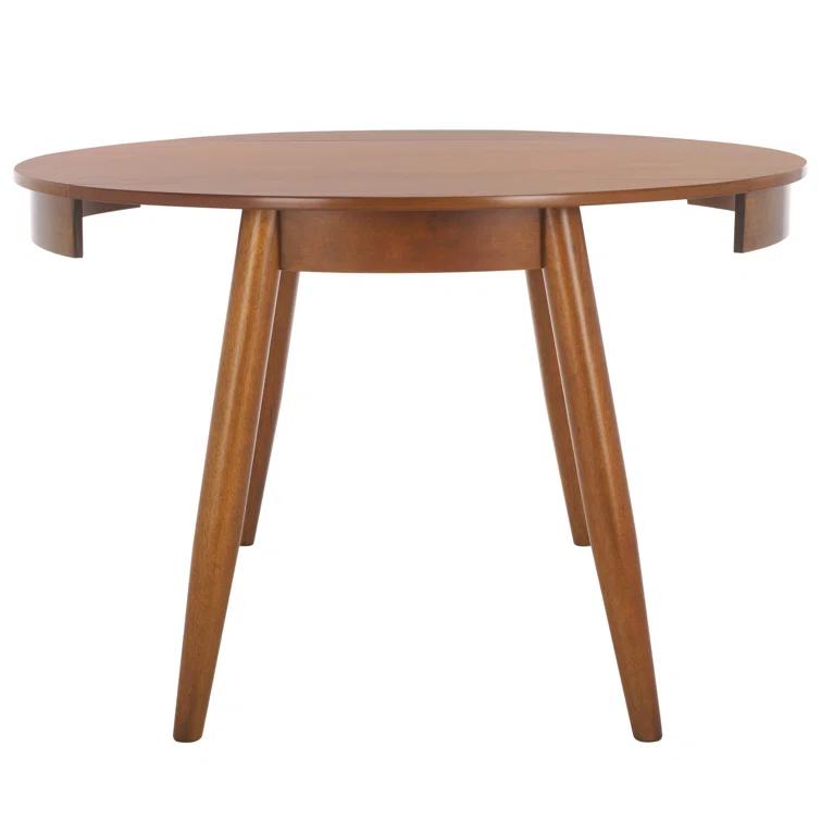 Medium Walnut Round Extendable Rubberwood Dining Table