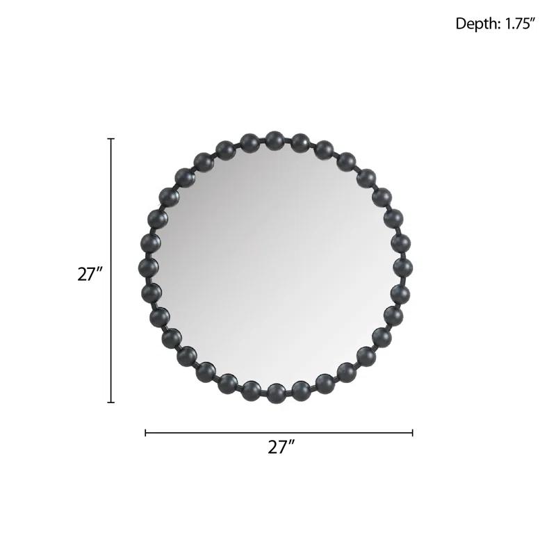 Marlowe Beaded Round Metal Wall Mirror
