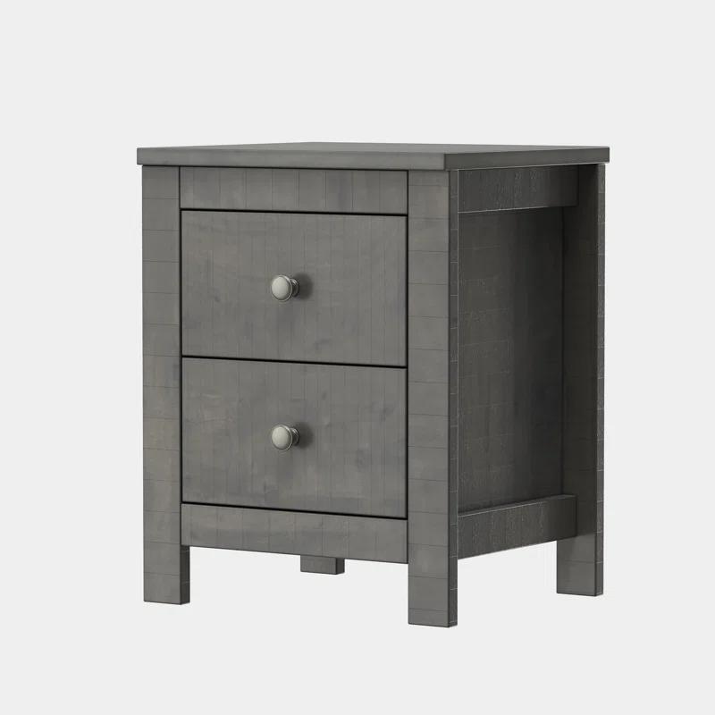 Decopom Farmhouse Wooden Nightstand Set of 2