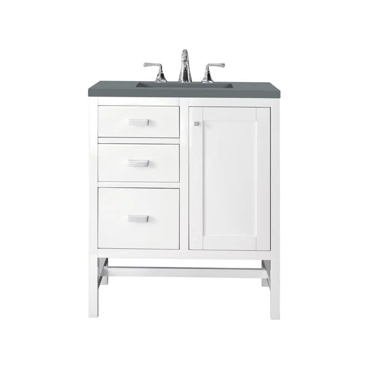 James Martin Vanities Addison 30'' Single Bathroom Vanity with Engineered Quartz Top