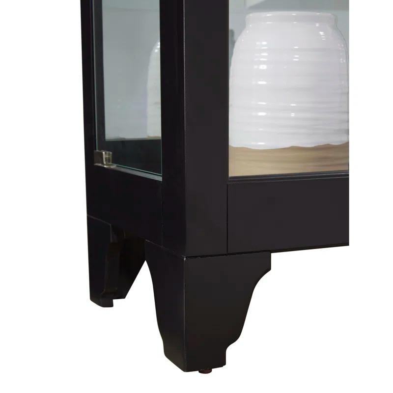 Greyleigh™ Flagg Lighted Gallery Style 5 Shelf Curio Cabinet in Onyx Black