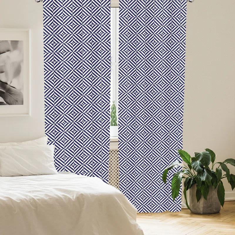 Ambesonne Geometric Semi-Sheer Rod Pocket Curtain Panels (Set of 2)