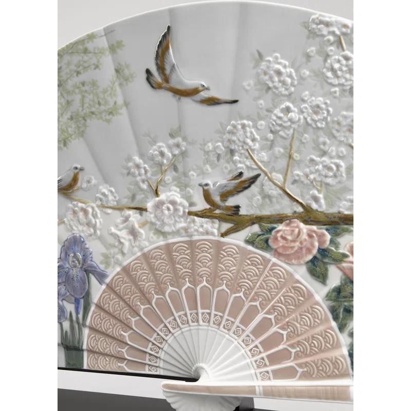 Lladro Iris and Cherry Flowers Fan