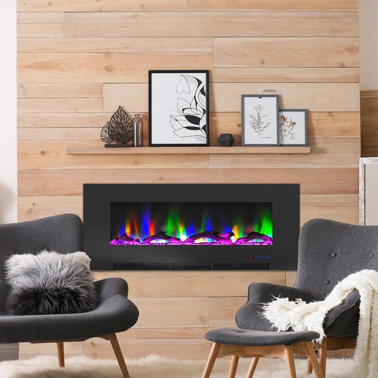 Cambridge Cambridge Wall Mount Electric Fireplace Heater with Remote Control for Indoor Use in Living Room, Bedroom, Home Office