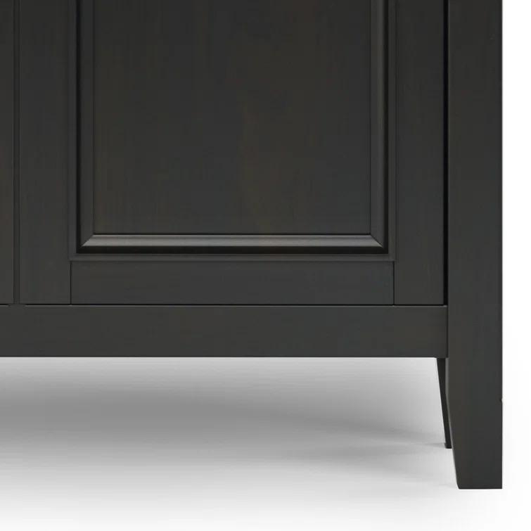 Simpli Home Amherst 36"W Solid Wood 2-Shelf Entryway Storage Cabinet with 2 Drawers and Adjustable Shelves