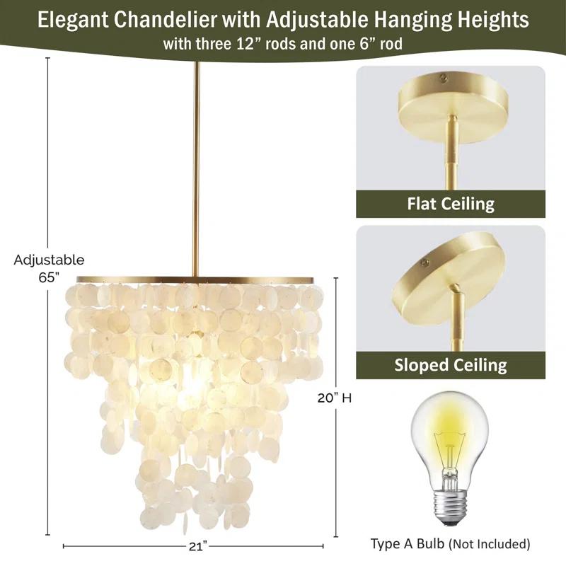 Urban Habitat Isla Dimmable Layered Capiz Chandelier