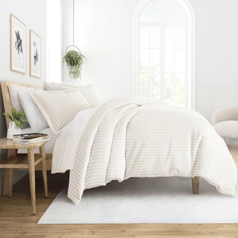 IEnjoy Home Becky Cameron Puffed Rugged Stripe Duvet Cover Set