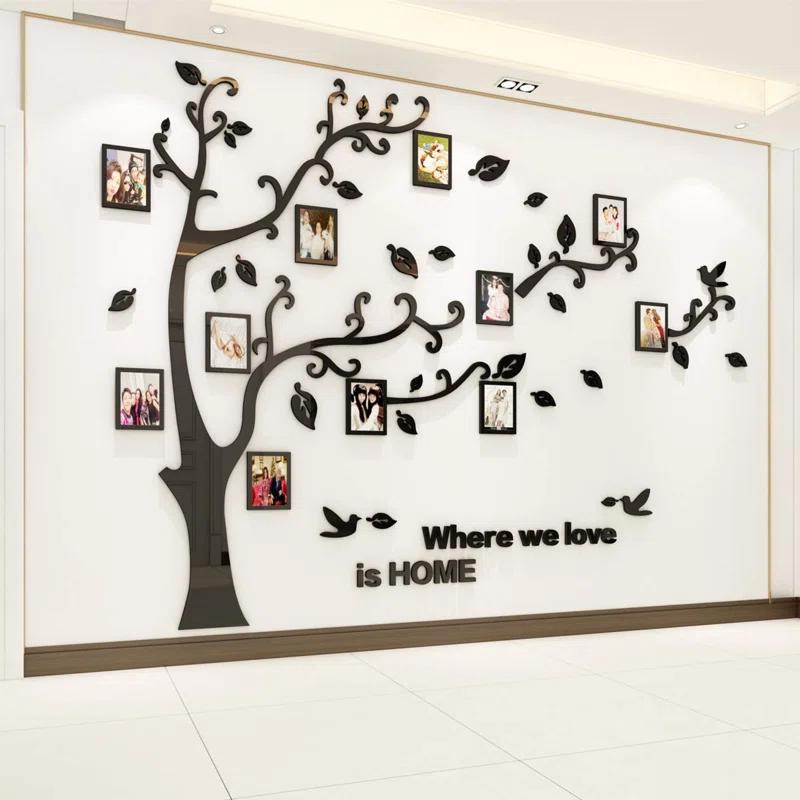 Red Barrel Studio® 3D Tree Wall Stickers - DIY Photo Frame Tree Wall Decal Family Photo Frame Sticker Murals Wall Decor Living Room Bedroom TV Background Home Decorations