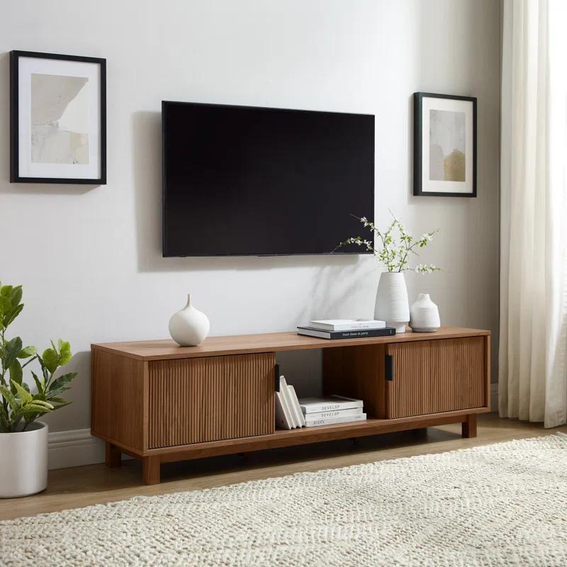 Mocha Engineered Wood 2-Door TV Stand with Storage