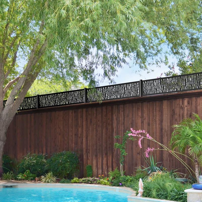 OUTDECO 16"x72" Outback Galvanized Steel Wall and Fence Extension Privacy Panel, Black