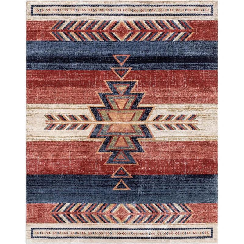 Union Rustic Crimson Southwestern Medallion Tribal Pattern Area Rug