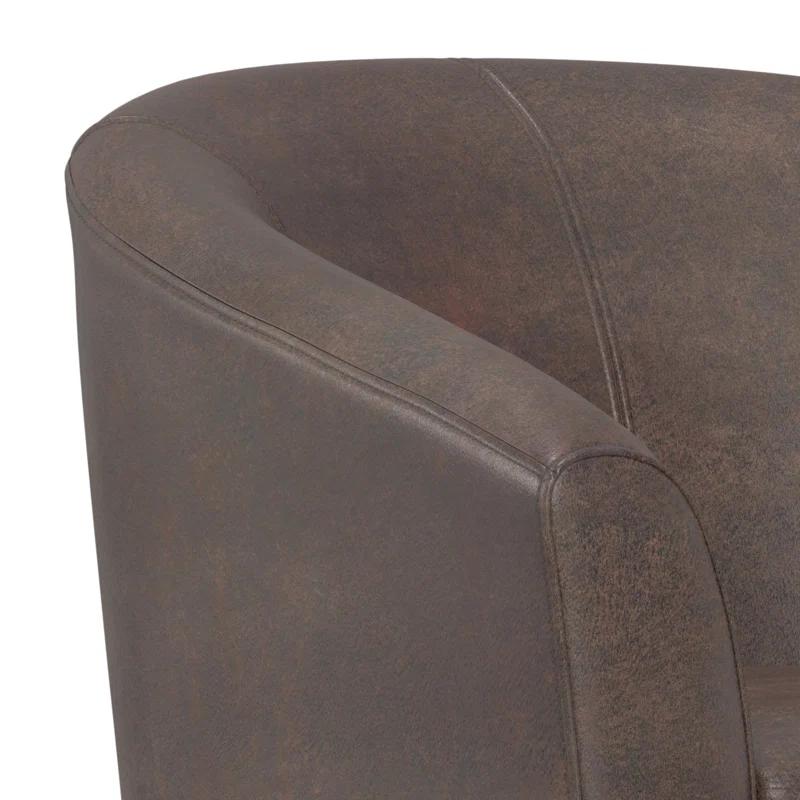 Simpli Home Austin 30"W Upholstered Vegan Faux Leather Contemporary Tub Accent Chair with High Arms and Deep Seat