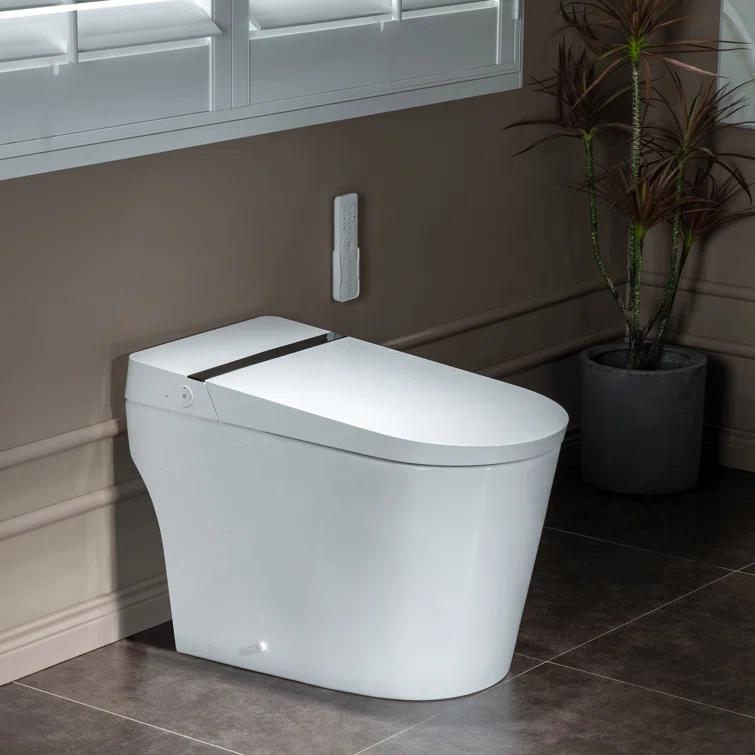 Auto Open/Close Tankless Smart Bidet Toilet with Auto Flush, Foot Sensor Function, Heated Seat,Dryer