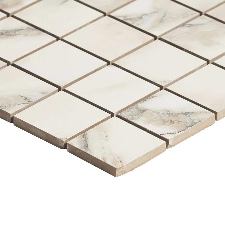 Saroshi Calacatta Rustico 11.81 in. x 11.81 in. Matte Porcelain Floor and Wall Mosaic Tile (0.96 sq. ft./Each)