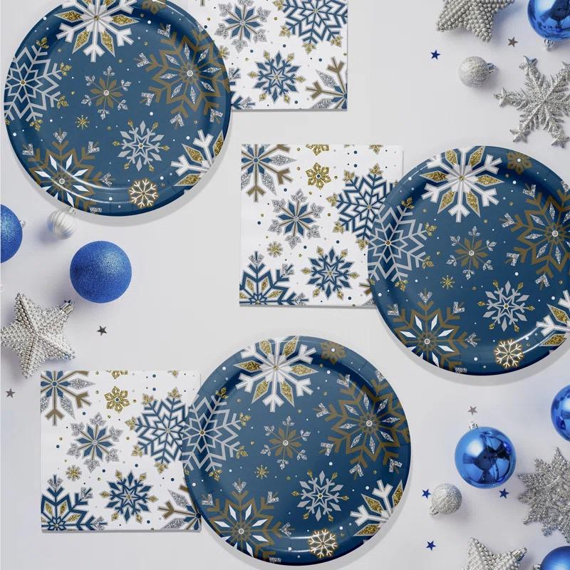 Creative Converting Creative Converting Whimsical Winter Christmas Dinner Paper Plates and Napkins Set, Serves 16