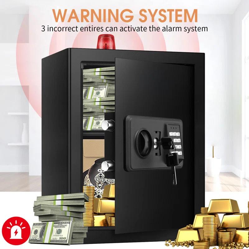 MASTER CRAFT WINDOW AND DOOR 3.0 Cubic Feet Fire Proof Safe Boxes For Home Use, Digital Home Security Safe Box With Electronic Keypad & Keys, Personal Safe For Firearm Medicine Money Documents Valuables
