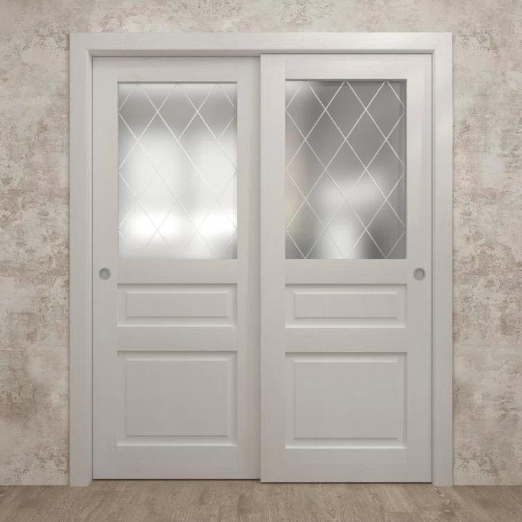 SARTODOORS Sliding Closet Bypass Doors | Ego 5011 | Rails Hardware Set | Wood Solid Bedroom Wardrobe Doors