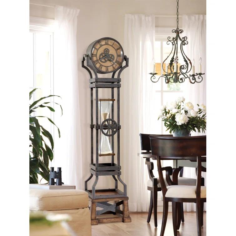 Howard Miller® Hourglass 77.5'' H Metal Grandfather Clock with Adjustable Chime Volume