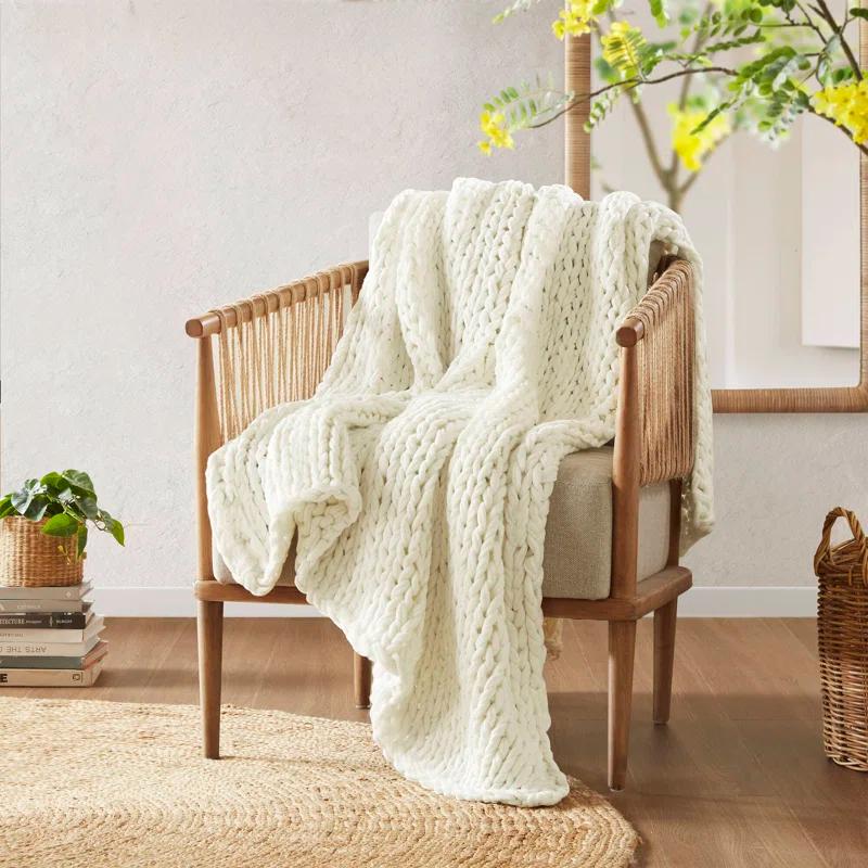 Kelly Clarkson Home Madison Hand Made Chunky Double Knit Throw Blanket