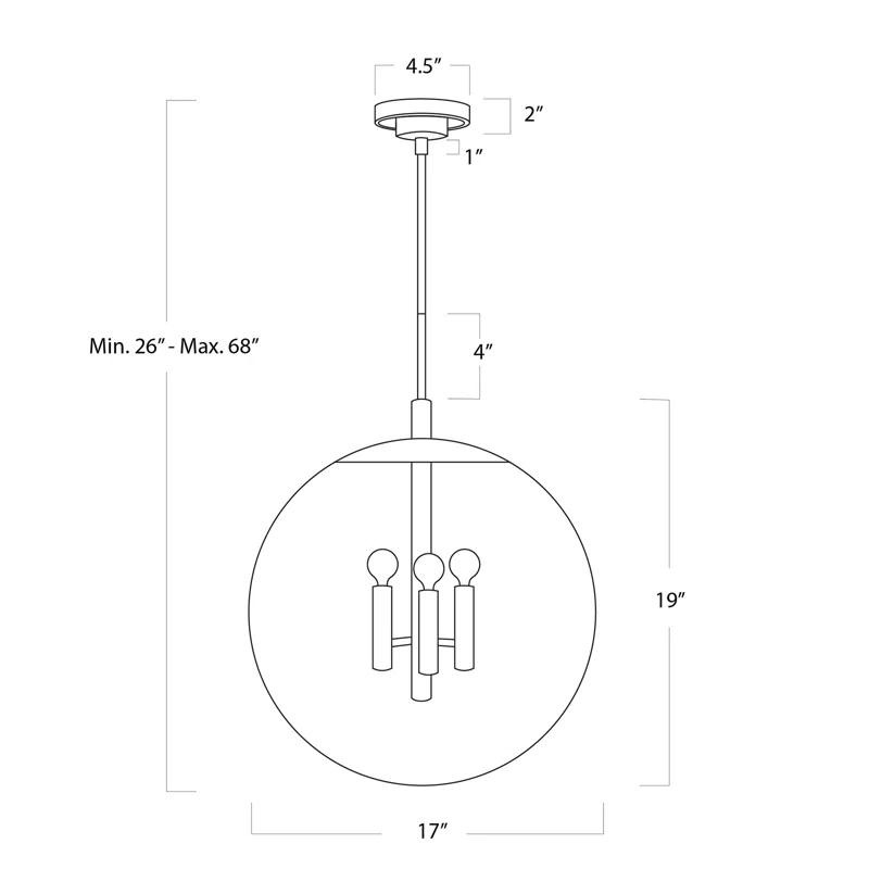 3 - Light Natural Brass Sphere Pendant