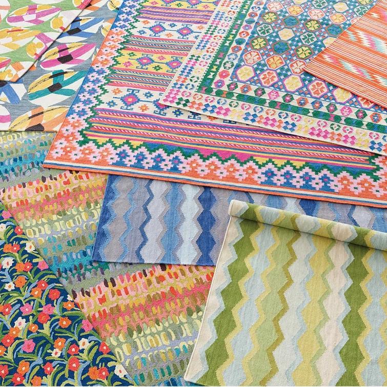 Dash and Albert Rugs Kit Kemp x Annie Selke Safety Net Green Handwoven Wool Rug