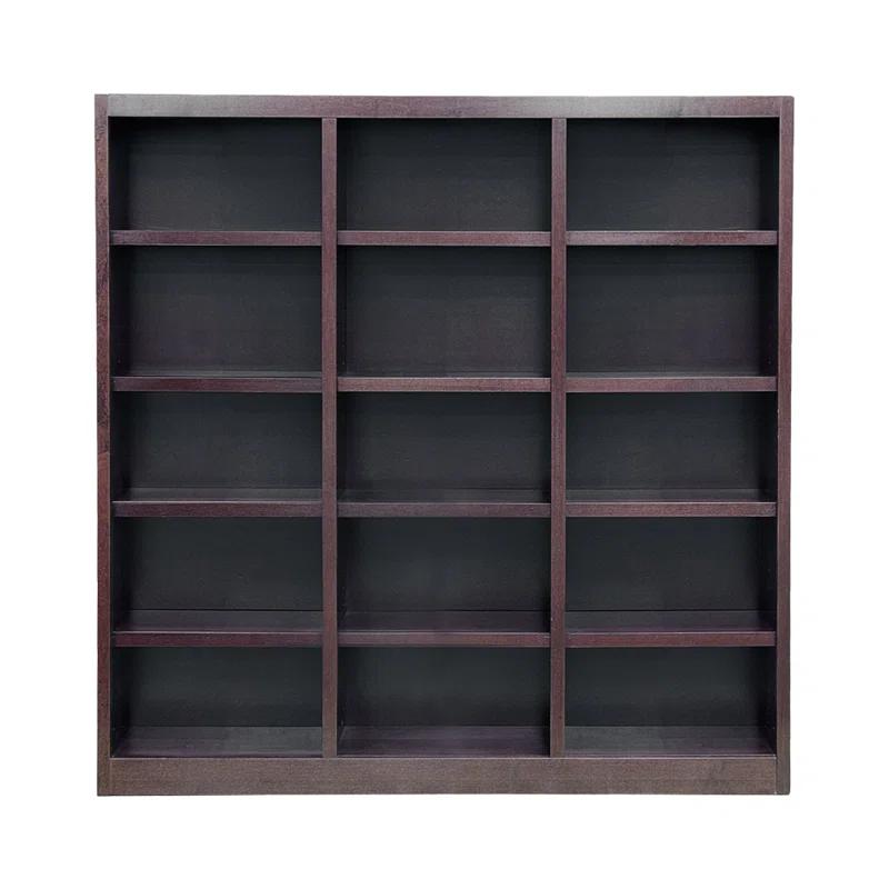 Winston Porter Flannagan Triple Wide Wood Bookcase, 15 Bookshelf, 72 inch Tall Storage and Display Bookshelf for Home Office and Living Room