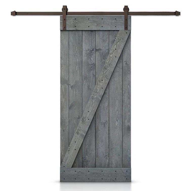 TMS 34'' x 84'' Solid Wood Paneled Painted with Installation Hardware Kit Barn Door