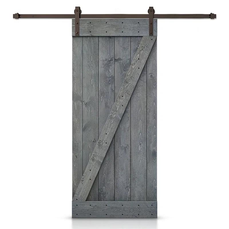 TMS 34'' x 84'' Solid Wood Paneled Painted with Installation Hardware Kit Barn Door