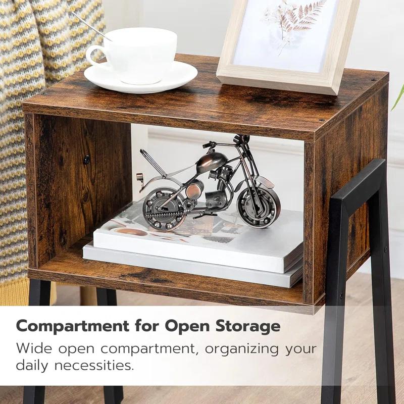 17 Stories Stackable Nightstand Set Of 2 With Open Storage Shelf - Space-Saving End Tables For Bedroom & Living Room, Multi-Functional Modern Side Tables With Adjustable Feet, Easy Assembly Design