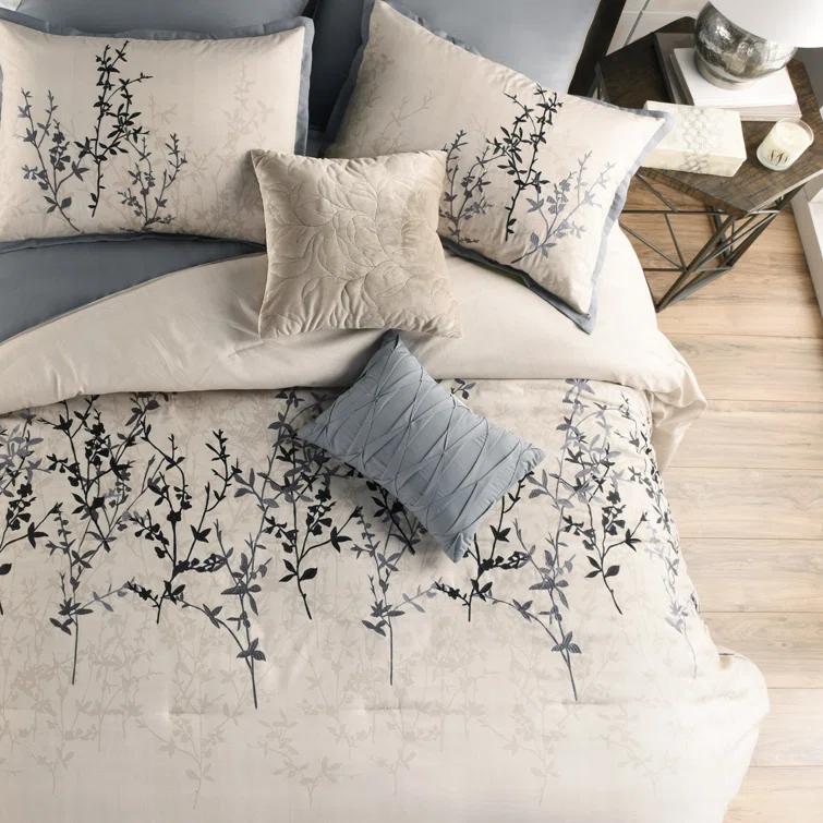 Riverbrook Home Hayden Beige/Blue Polyester 8 Piece Comforter Set