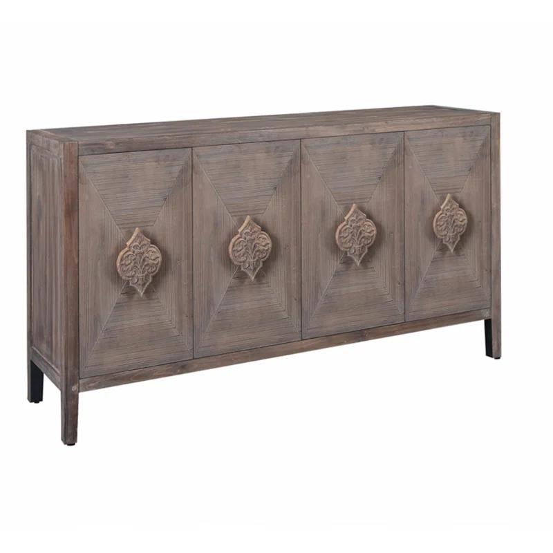 Bungalow Rose Antique Four Door Cabinet For Living Room