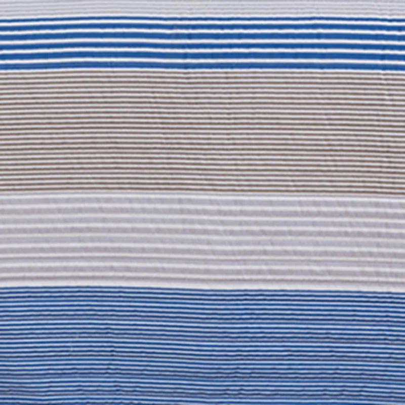 FreshFolds Blue / White / Grey Striped Reversible Quilt Set with Shams