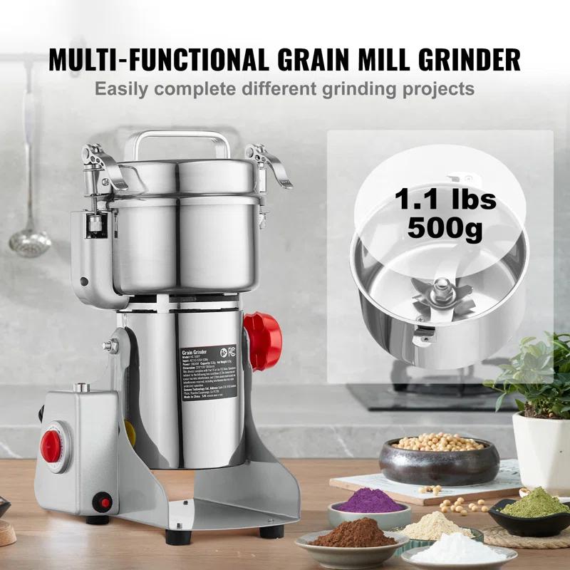 VEVOR 500g Commercial Spice Grinder Electric Grain Mill Grinder High Speed