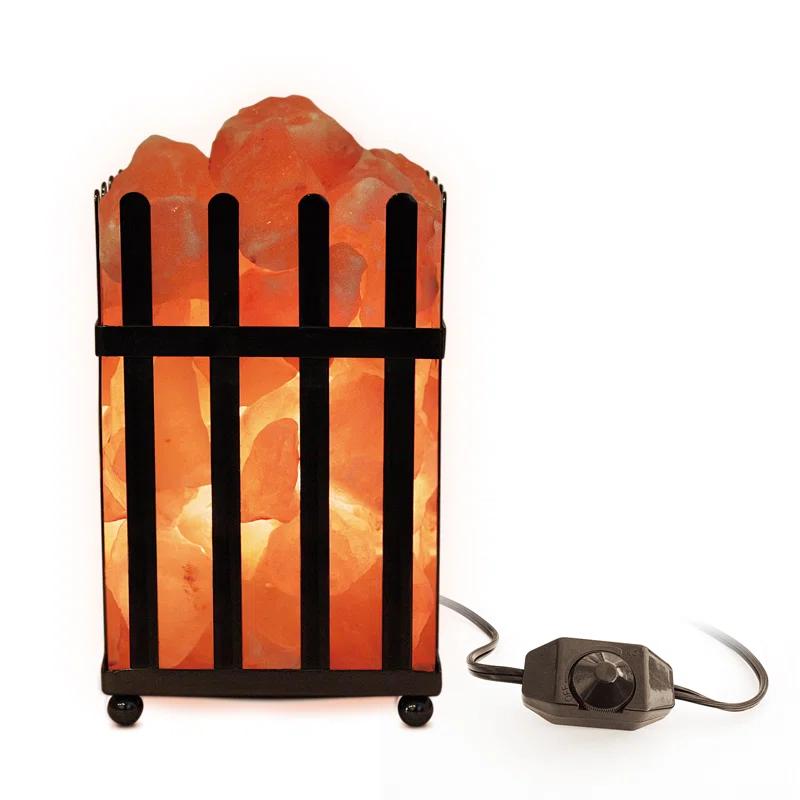 WBM LLC Himalayan Glow Picket Fence Style Metal Basket Salt Lamp- Dimmer Switch & ETL Certified Cord3