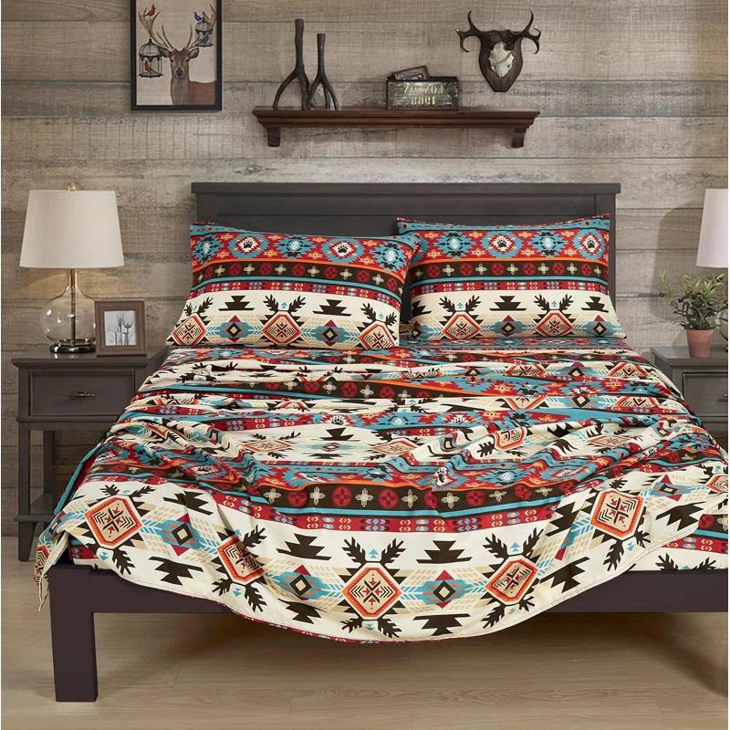 Chezmoi Collection Southwestern Geometric Printed Microfiber Bed Sheet Set