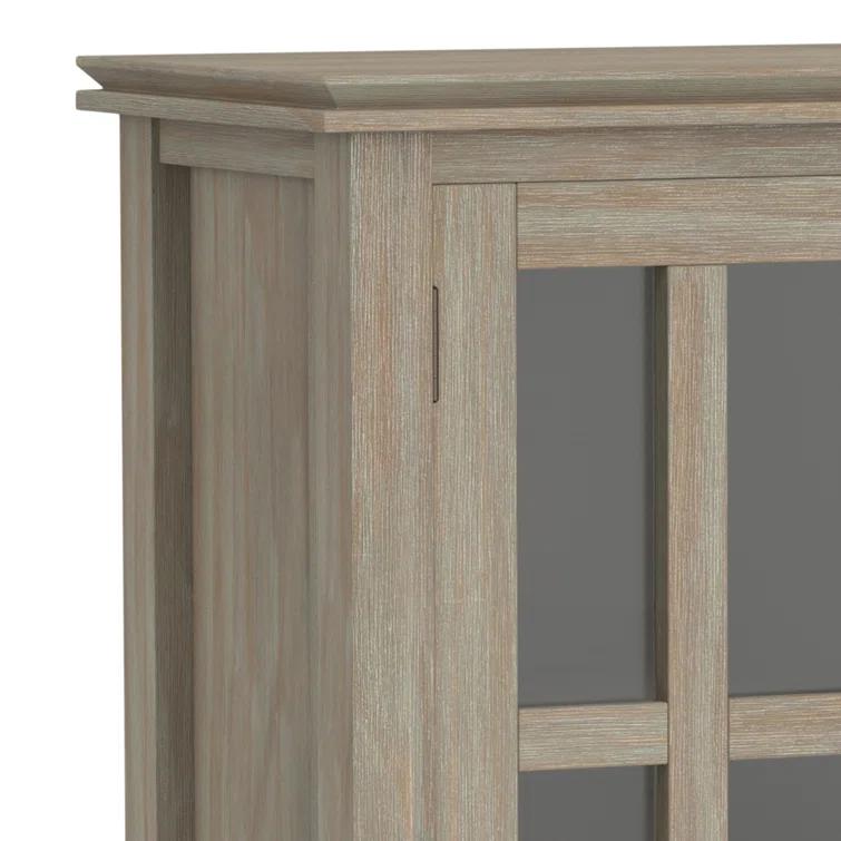 Simpli Home Artisan 30"W Solid Wood 2-Shelf Low Storage Cabinet with Glass Doors and Adjustable Shelves