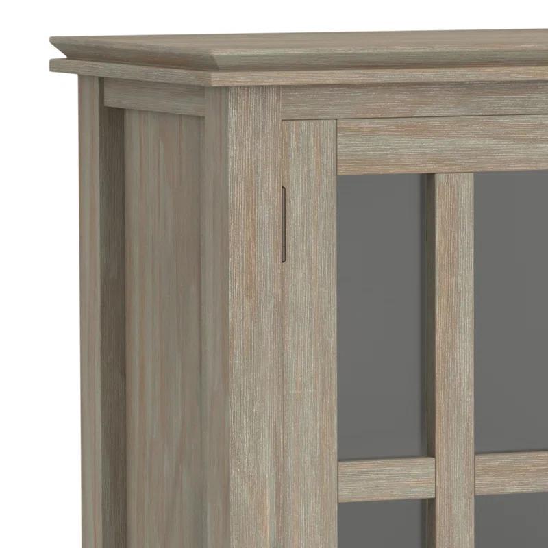 Simpli Home Artisan 30"W Solid Wood 2-Shelf Low Storage Cabinet with Glass Doors and Adjustable Shelves
