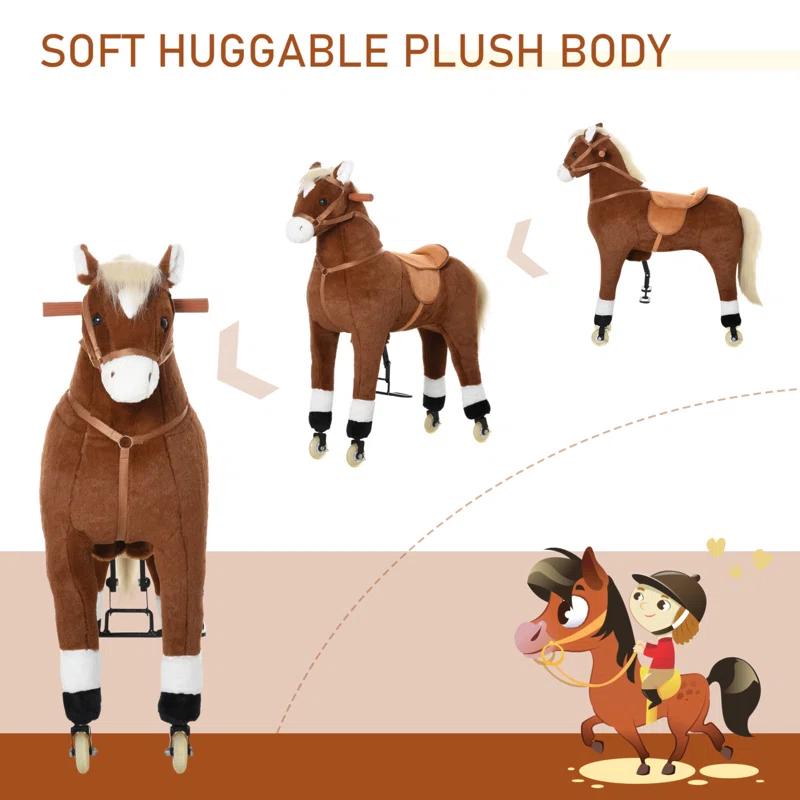 Qaba Walking Horse Mechanical Moving Horse Pony Ride on Toy