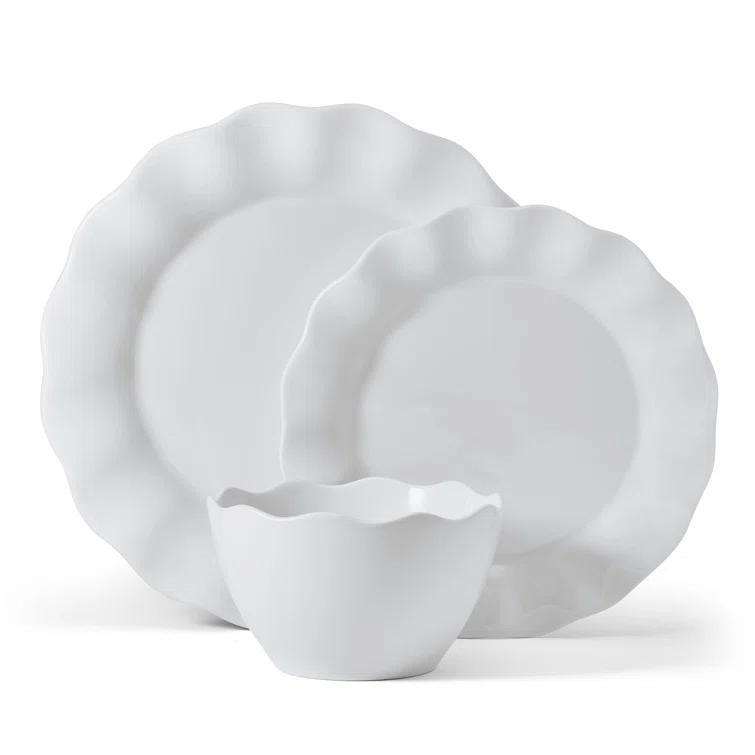 Fitz and Floyd Everyday White Scallop 12-Pc Dinnerware Set, Service For 4